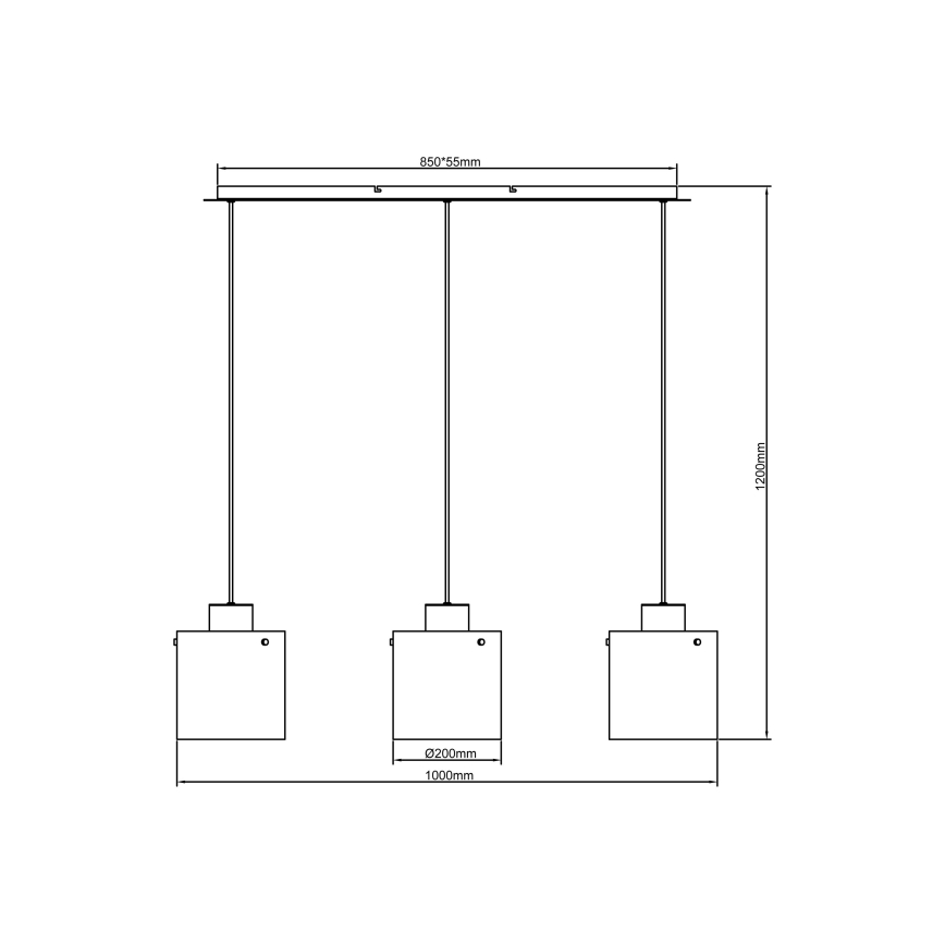 Brilliant - Suspension sur câble BETH 3xE27/60W/230V noir/fumé