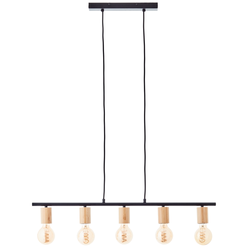 Brilliant - Suspension sur câble KERRY 5xE27/40W/230V noire/bambou