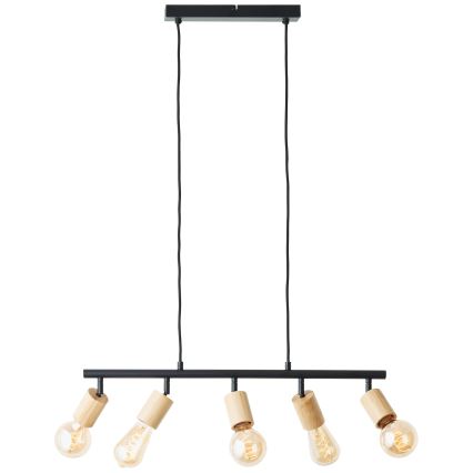 Brilliant - Suspension sur câble TIFFANY 5xE27/28W/230V noir/bambou