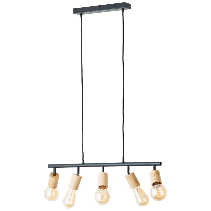 Brilliant - Suspension sur câble TIFFANY 5xE27/28W/230V noir/bambou