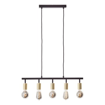 Brilliant - Suspension sur câble TIFFANY 5xE27/28W/230V noir/laiton