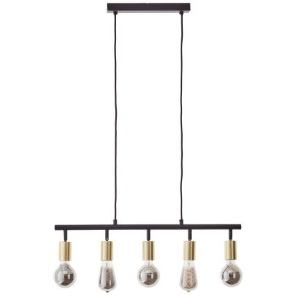 Brilliant - Suspension sur câble TIFFANY 5xE27/28W/230V noir/laiton