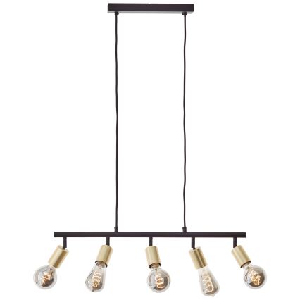 Brilliant - Suspension sur câble TIFFANY 5xE27/28W/230V noir/laiton