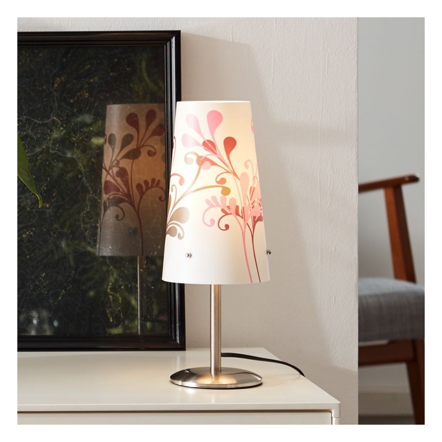 Brilliant - Tafellamp ISI 1xE14/40W/230V wit/roze/glanzend chroom
