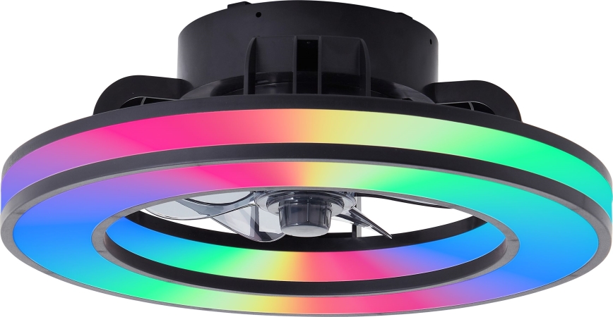 Brilliant - Ventilateur de plafond RGBW à intensité variable MONDELLO LED/26W/230V 2700-6500K d. 41 cm noir + Télécommande