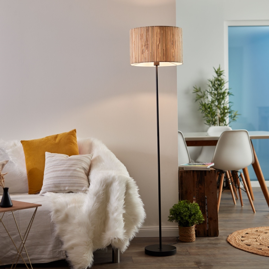 Brilliant - Vloerlamp WIMEA 1xE27/52W/230V zwart/beige