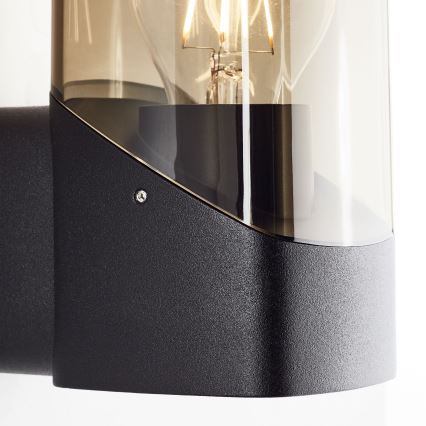 Brilliant - Wandlamp voor buiten MINOU 1xE27/10W/230V IP44 zwart/gerookt