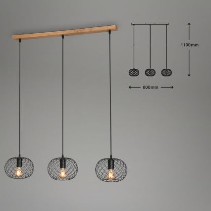 Brilo 4037-035 - Hanglamp met kabel WINKI 3xE27/40W/230V