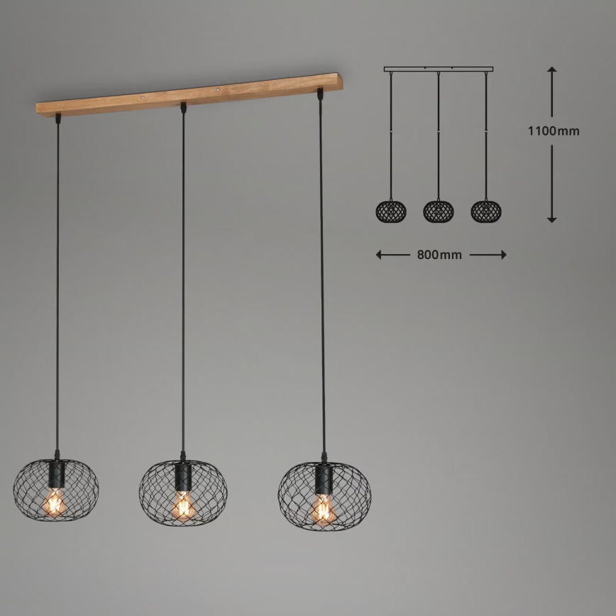 Brilo 4037-035 - Hanglamp met kabel WINKI 3xE27/40W/230V