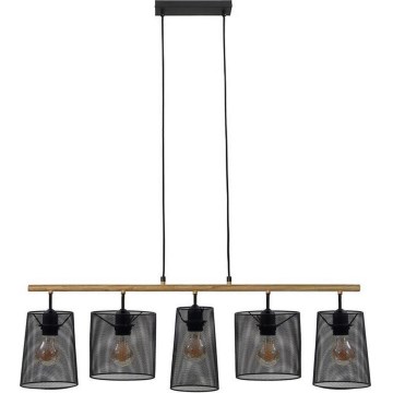 Brilo 4078-054 - Hanglamp aan kabel WOOD & STYLE 5xE27/60W/230V
