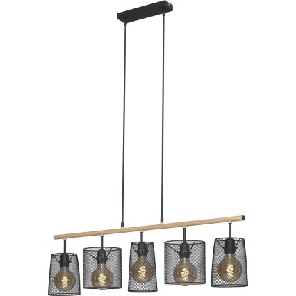 Brilo 4078-054 - Hanglamp aan kabel WOOD & STYLE 5xE27/60W/230V