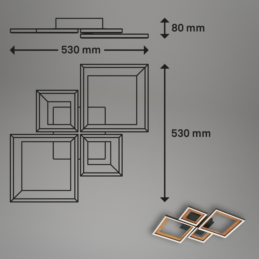 Brilo - Dimbare LED bevestigde hanglamp FRAME LED/38W/230V