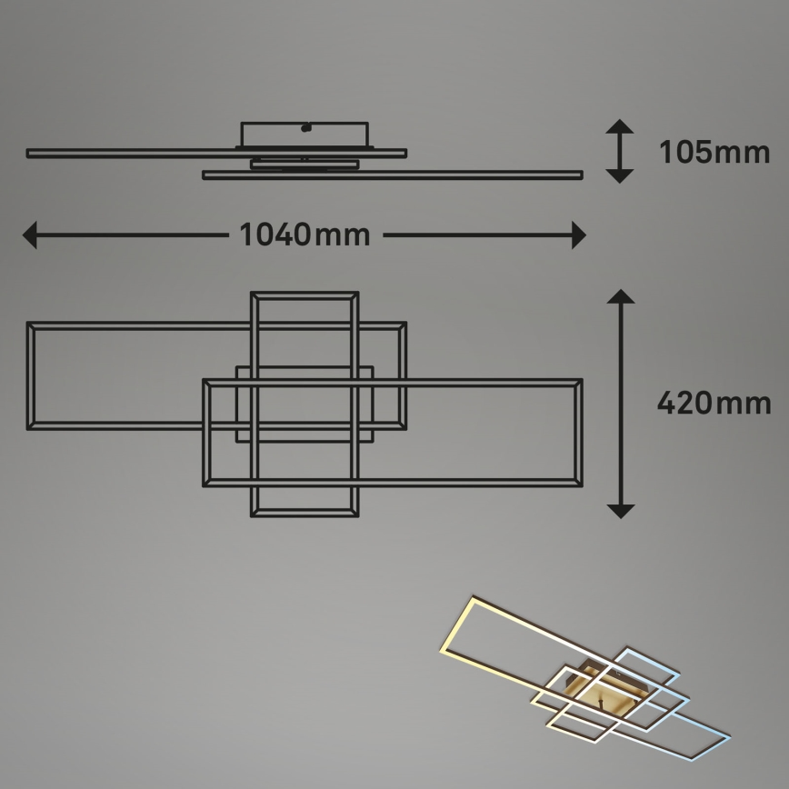 Brilo - Dimbare LED bevestigde hanglamp FRAME LED/51W/230V 2700-5000K bruin/goud + afstandsbediening