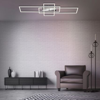 Brilo - Dimbare LED bevestigde hanglamp FRAME LED/51W/230V 2700-5000K mat chroom + afstandsbediening