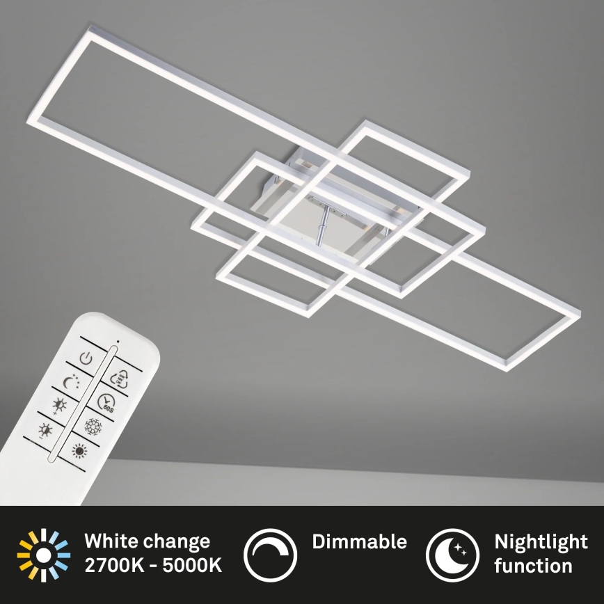 Brilo - Dimbare LED bevestigde hanglamp FRAME LED/51W/230V 2700-5000K mat chroom + afstandsbediening