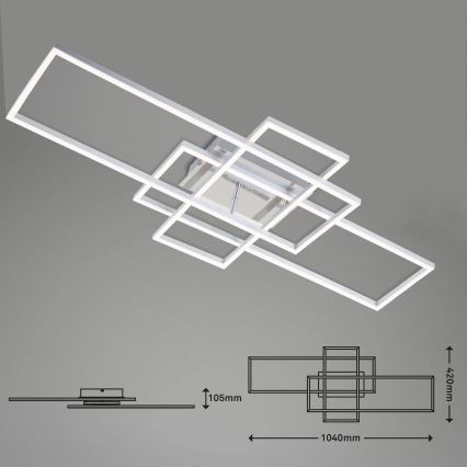 Brilo - Dimbare LED bevestigde hanglamp FRAME LED/51W/230V 2700-5000K mat chroom + afstandsbediening