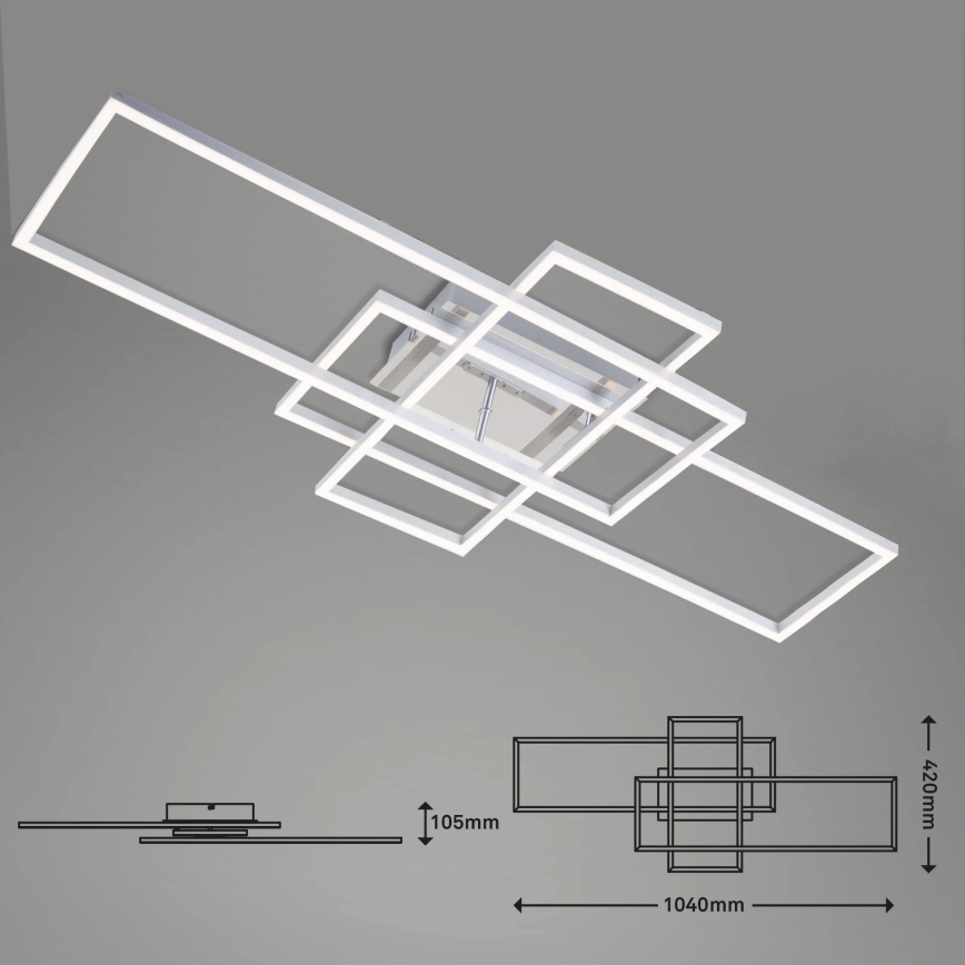 Brilo - Dimbare LED bevestigde hanglamp FRAME LED/51W/230V 2700-5000K mat chroom + afstandsbediening