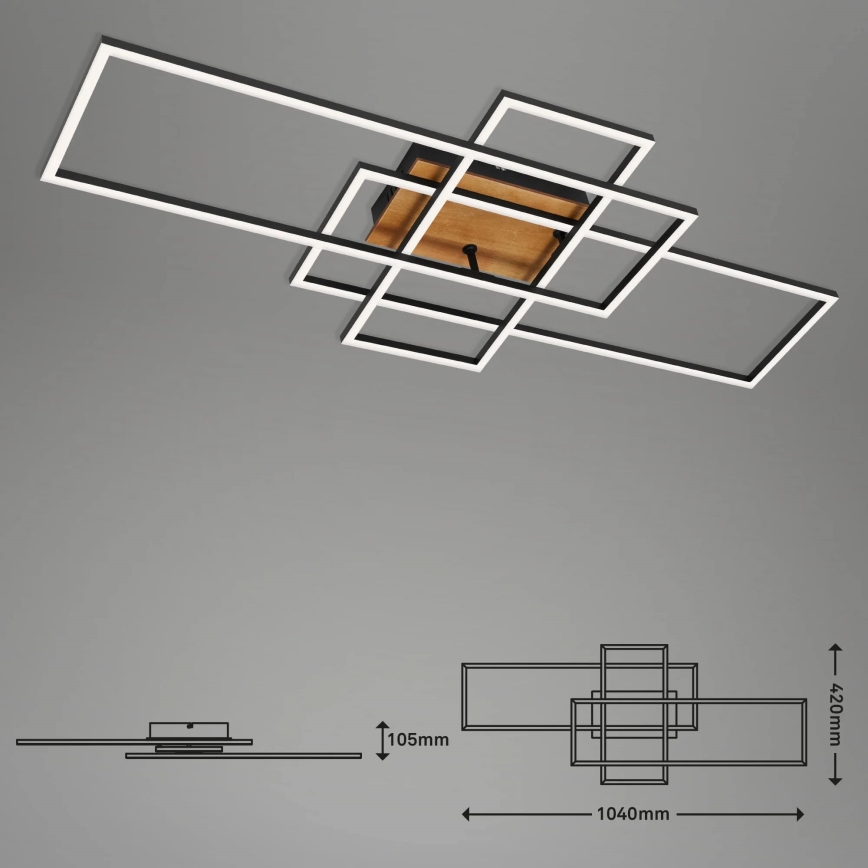 Brilo - Dimbare LED bevestigde hanglamp FRAME LED/51W/230V 2700-5000K zwart/bruin + afstandsbediening