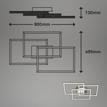 Brilo - Dimbare LED plafondlamp FRAME LED/57W/230V 3000K mat chroom