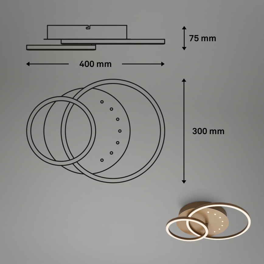 Brilo - dimbare LED-plafondlamp LED/26W/230V 3000K bruin