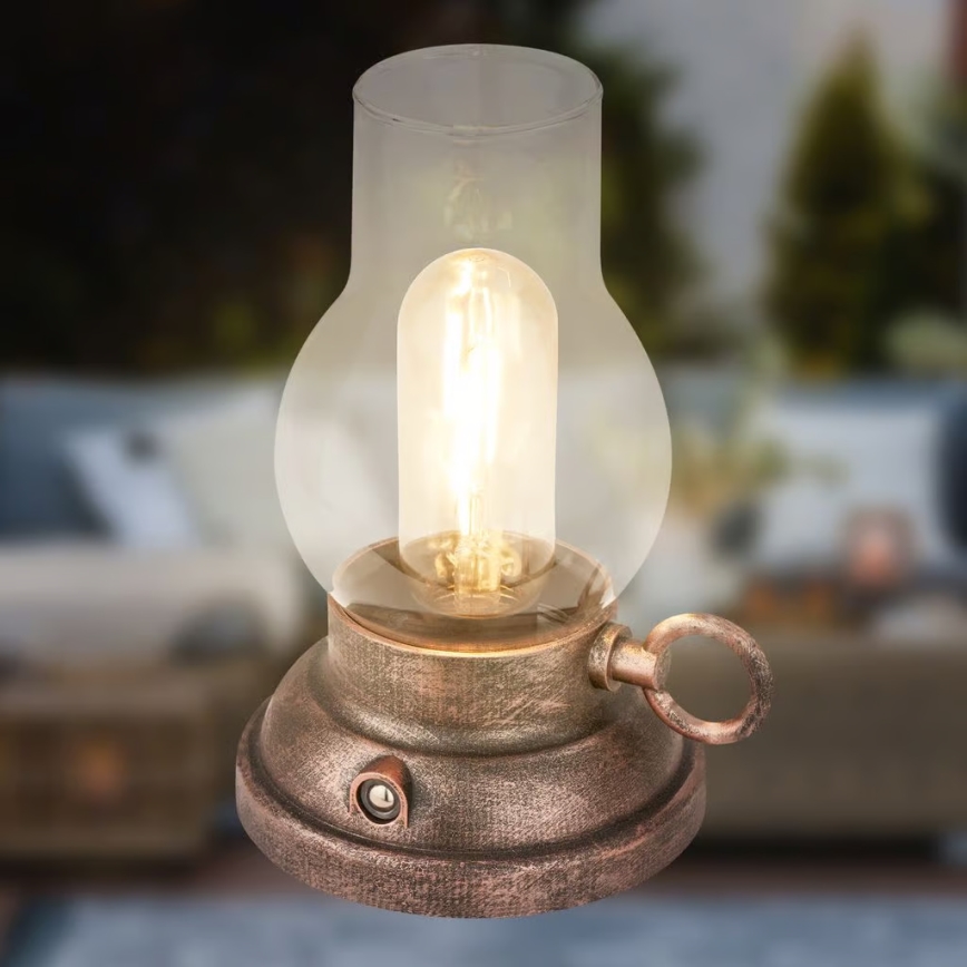 Brilo - LED dimbare oplaadbare tafellamp voor buiten KANEA LED/1,5W/5V IP44 1200 mAh bronskleurig