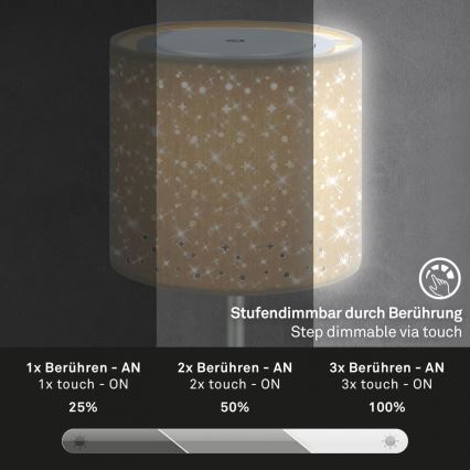 Brilo - Dimbare oplaadbare LED buiten tafellamp LOLE LED/3W/5V 2000mAh IP44 zilver/beige