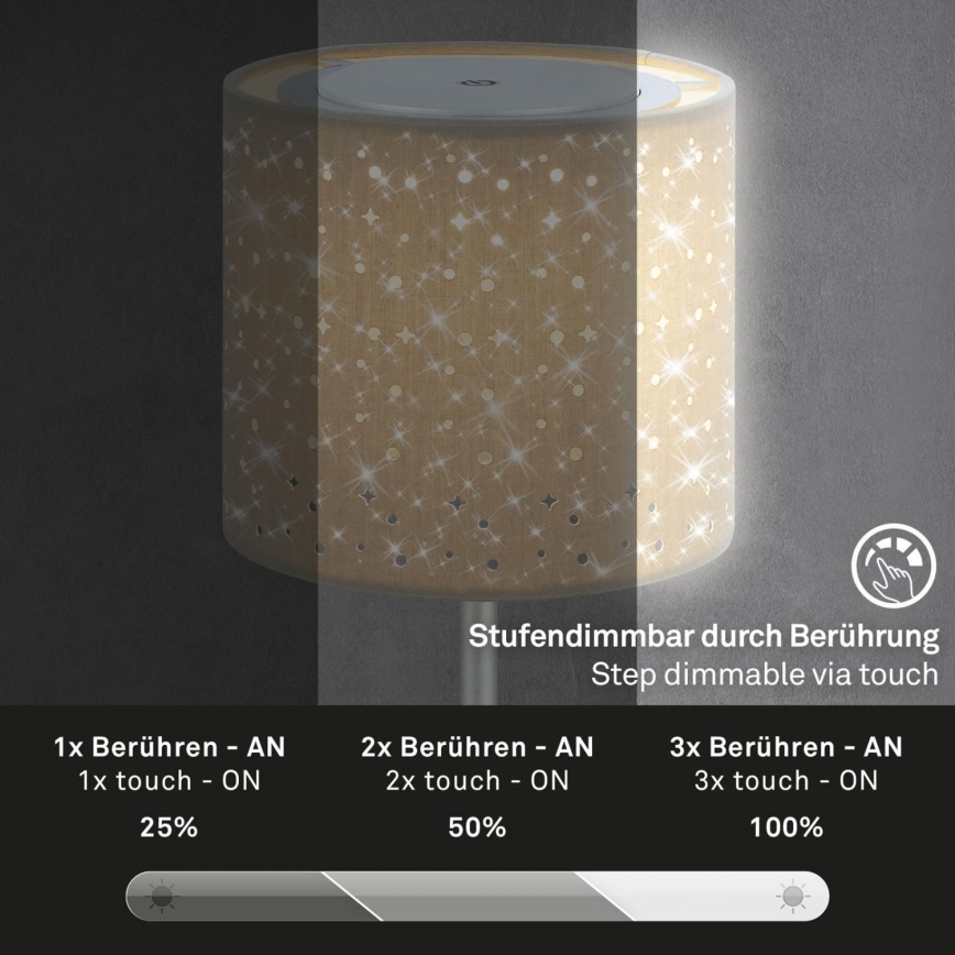 Brilo - Dimbare oplaadbare LED buiten tafellamp LOLE LED/3W/5V 2000mAh IP44 zilver/beige