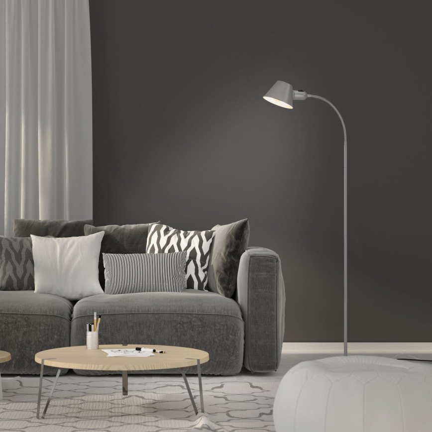 Brilo - Flexibel Staande lamp 1xE27/10W/230V zilver