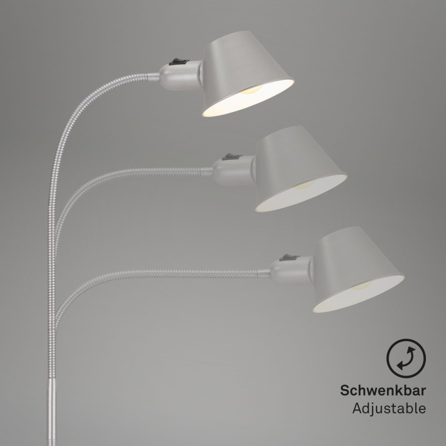 Brilo - Flexibel Staande lamp 1xE27/10W/230V zilver