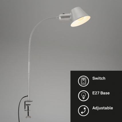 Brilo - Flexibele tafellamp met klem 1xE27/10W/230V zilver