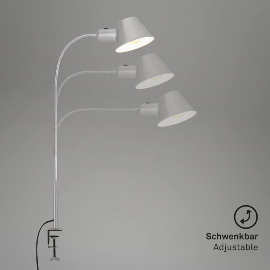 Brilo - Flexibele tafellamp met klem 1xE27/10W/230V zilver