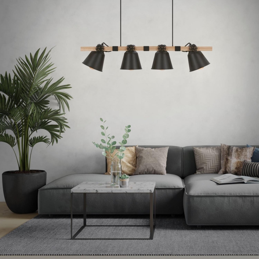 Brilo - Hanglamp aan een koord TALLE 4xE27/40W/230V rubberen boom