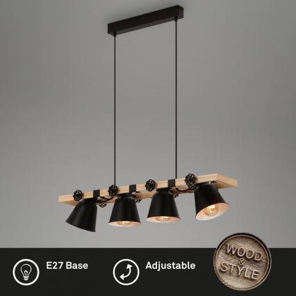 Brilo - Hanglamp aan een koord TALLE 4xE27/40W/230V rubberen boom