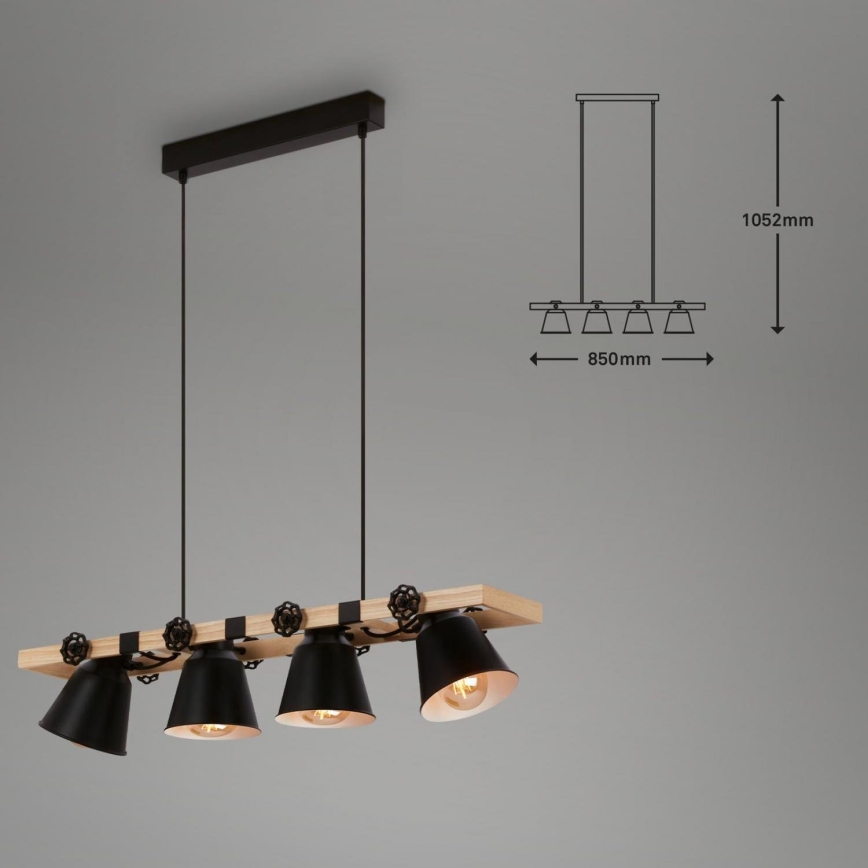 Brilo - Hanglamp aan een koord TALLE 4xE27/40W/230V rubberen boom