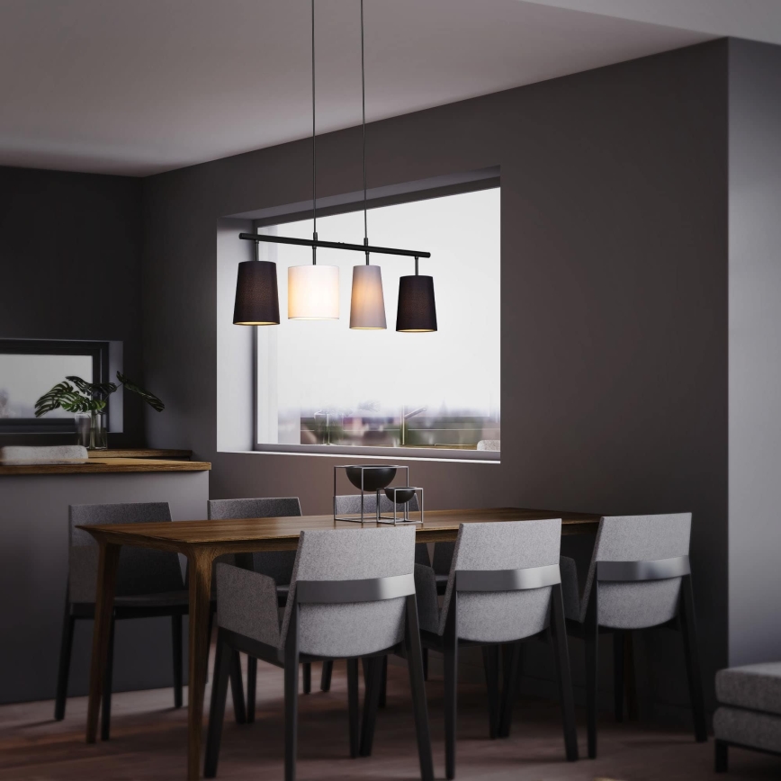 Brilo - Hanglamp aan kabel 4xE27/40W/230V zwart/grijs/wit