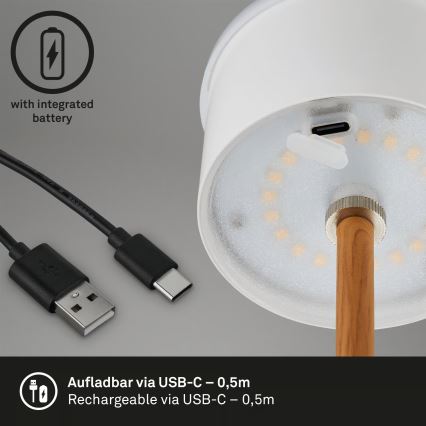 Brilo - Dimbare oplaadbare aanraaktafellamp voor buiten KIKI LED/2,6W/5V IP44 2600 mAh zwart