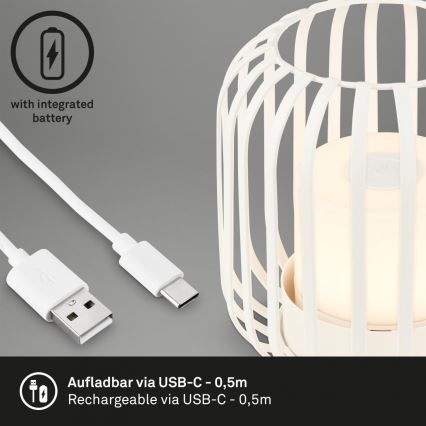 Brilo - Lampe de table d'extérieur à intensité variable et rechargeable LED/2W/5V IP44 blanc