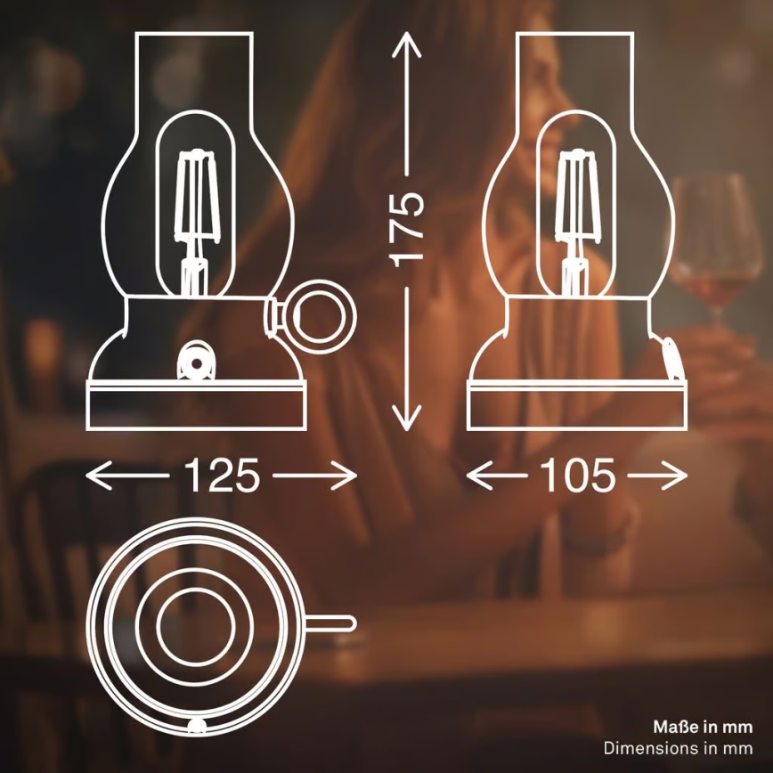Brilo - Lampe de table d'extérieur LED rechargeable et dimmable KANEA LED/1,5W/5V IP44 1200 mAh anthracite