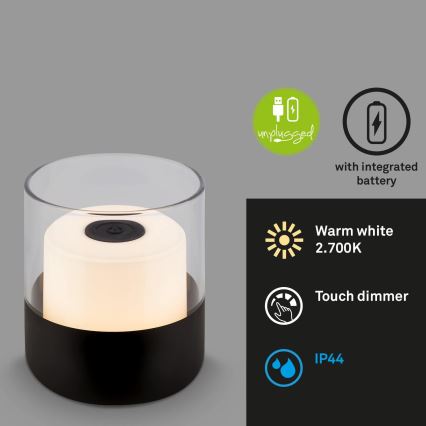 Brilo - Lampe de table d'extérieur rechargeable LED dimmable LILET LED/2W/5V IP44