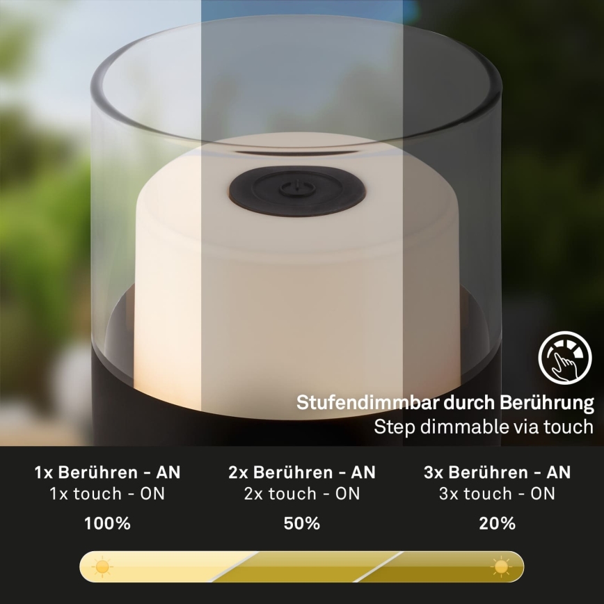 Brilo - Lampe de table d'extérieur rechargeable LED dimmable LILET LED/2W/5V IP44