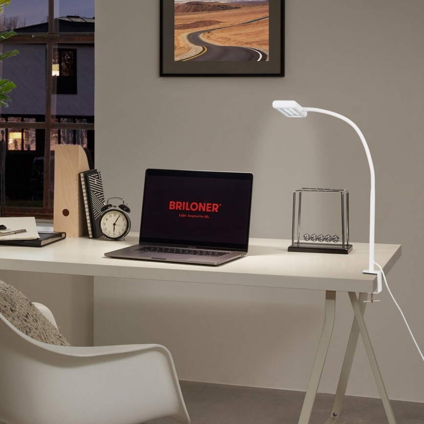 Brilo - Lampe de table flexible avec pince TRASNA LED/7,5W/230V blanc