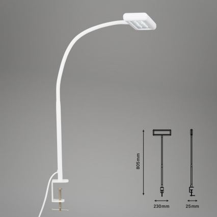 Brilo - Lampe de table flexible avec pince TRASNA LED/7,5W/230V blanc