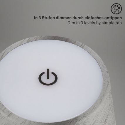 Brilo - Lampe de table d'extérieur tactile, rechargeable et dimmable KIKI LED/2,6W/5V IP44 2600 mAh argentée