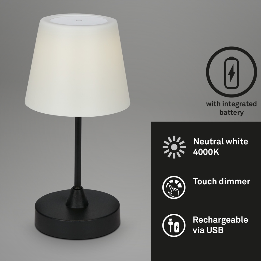 Brilo - LED Buiten dimbaar oplaadbaar lamp LED/3W/5V IP44 2000 mAh