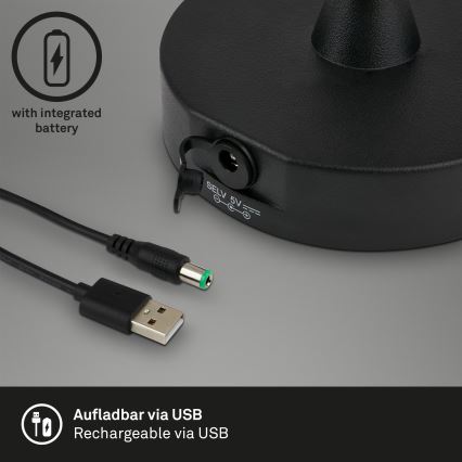 Brilo - LED Buiten dimbaar oplaadbaar lamp LED/3W/5V IP44 2000 mAh
