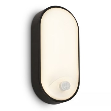 Brilo - LED buitenmuurlamp met bewegings- en schemersensor RUCH LED/12W/230V IP65 zwart