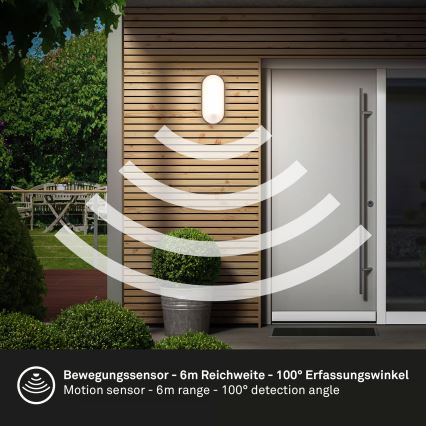 Brilo - LED buitenmuurlamp met bewegings- en schemersensor RUCH LED/12W/230V IP65 zwart