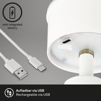 Brilo - LED Dimbaar rechargeable buitenshuis tafellamp LED/3,5W/5V IP44 wit