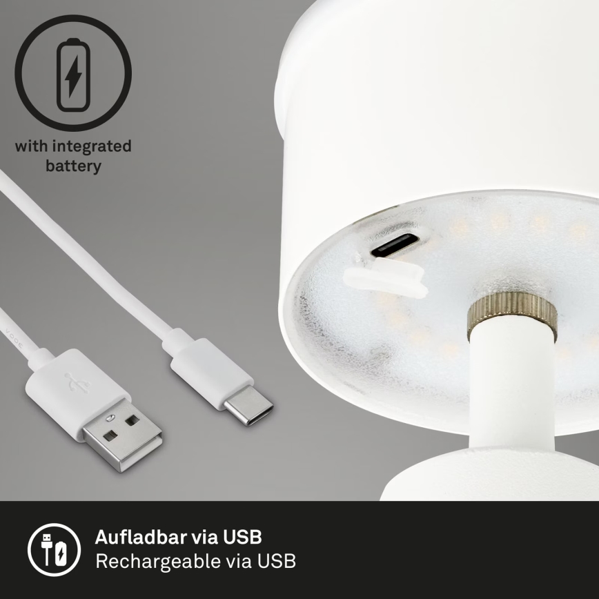Brilo - LED Dimbaar rechargeable buitenshuis tafellamp LED/3,5W/5V IP44 wit