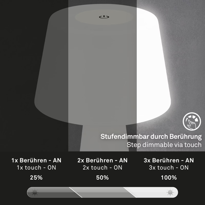 Brilo - LED Dimbaar rechargeable buitenshuis tafellamp LED/3,5W/5V IP44 wit